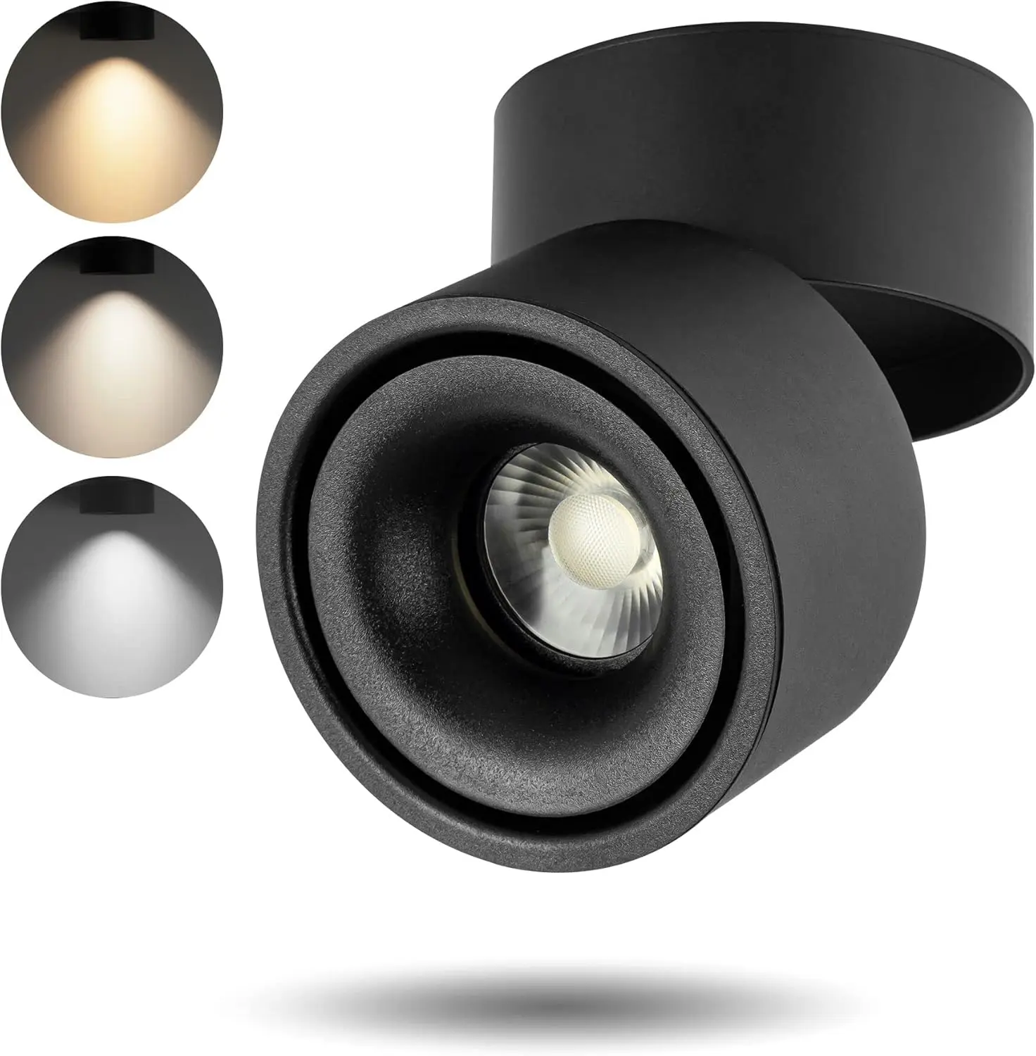 LED Dimmable Ceiling Spotlight 12W 3CCT 3000K/4000K/5000K Adjustable Indoor Directional Spotlight Fixtures for Room Living Hallway Gallery Art Light,CRI93 1200LM (Black - 12 Watts)