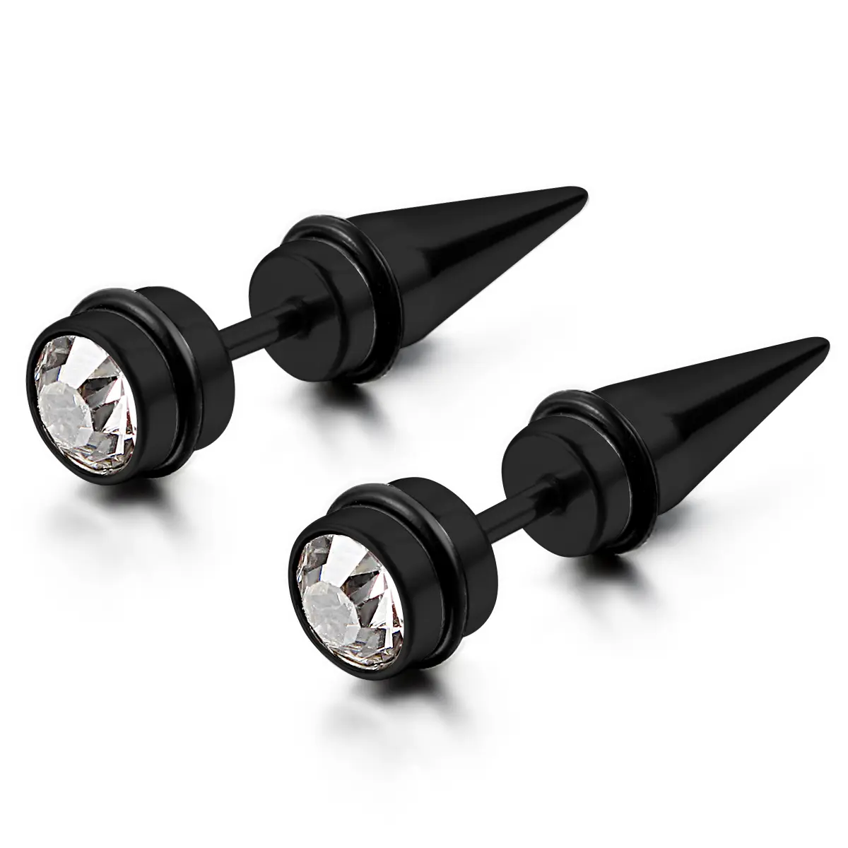 OIDEA Metal Spiked Stud Earrings for Men - Stainless Steel, Rhinestone Gemstone, Diamond Stone, Geometric Detail Rockstar Jewelry (Black, Gold, Silver), Gemstone Stud Earrings, Diamond Stone Earrings