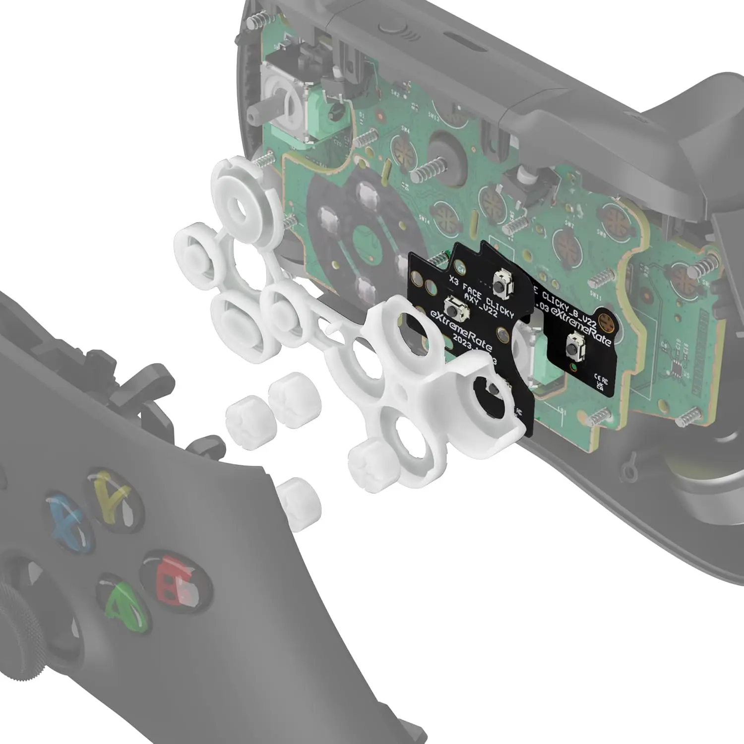 eXtremeRate V2 Version ABXY Clicky Kit with Clicky Sound & FPC Board for Xbox Core, Series X|S (Model 1914) & 1 S/X (Model 1708) Controllers - Custom A B X Y Action Buttons Upgrade Kit