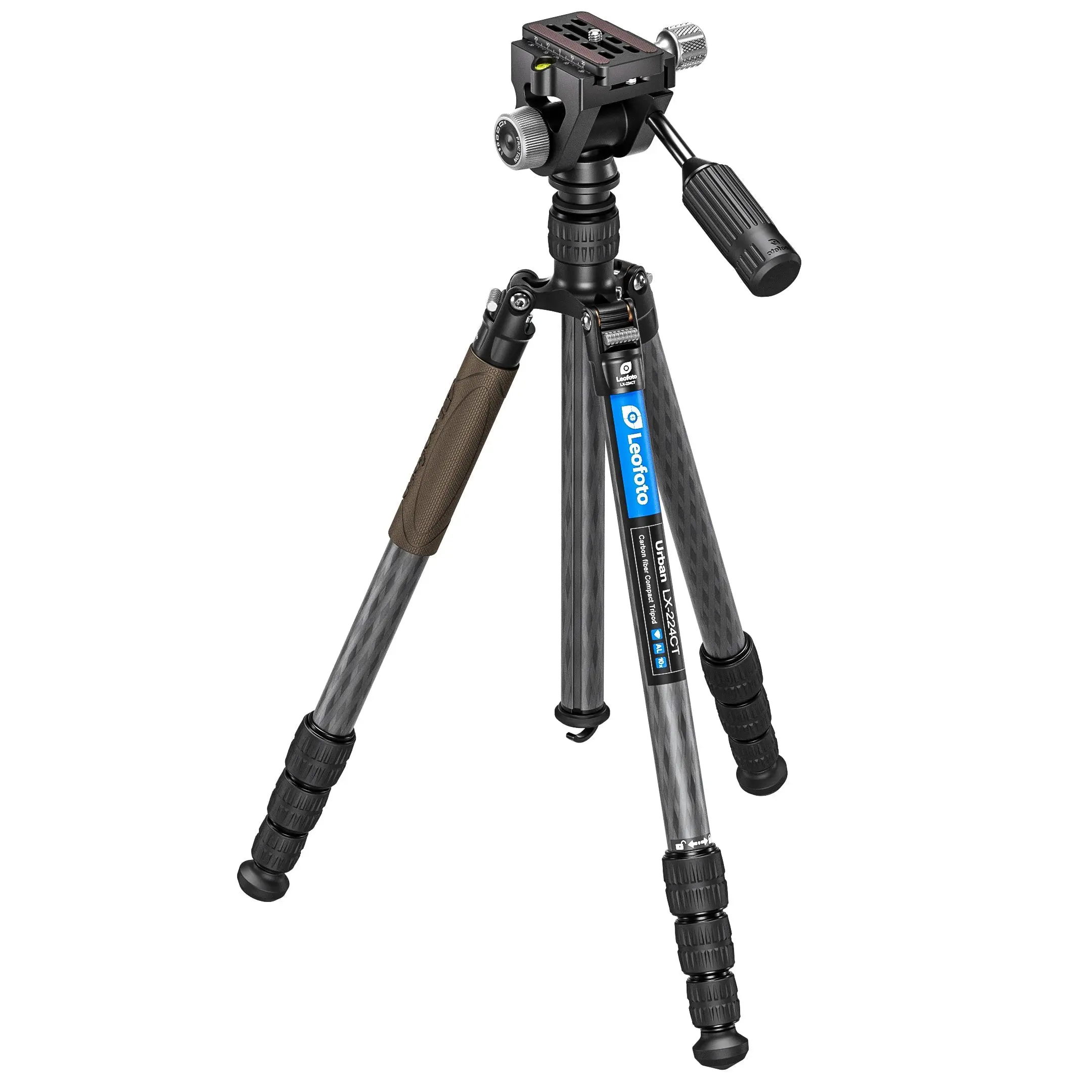 Leofoto LX-224CT+SW-02 Reversible Travel Tripod for Binoculars + 2-Way Pan Head Kit