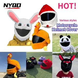 Motorcycle Cartoon Plush Helmet Cover Hallowmas Helmets Hat Funny Christmas Helmet Protective Case for LS2/AGV Motor Accessories