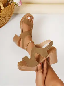 Women's High Heel Sandals, Comfortable Choice, Thick Strap Open Toe Design, Elegant and Fashionable for Formal Occasions