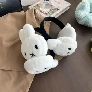 Kawaii Cartoon Miffy Rabbit Plush Earmuffs Winter Ear Protection Anti Freeze Cycling Earmuffs Cute and Warm Ear Covers Girl Gift