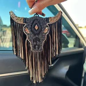 Black and gold cheetah print car freshie