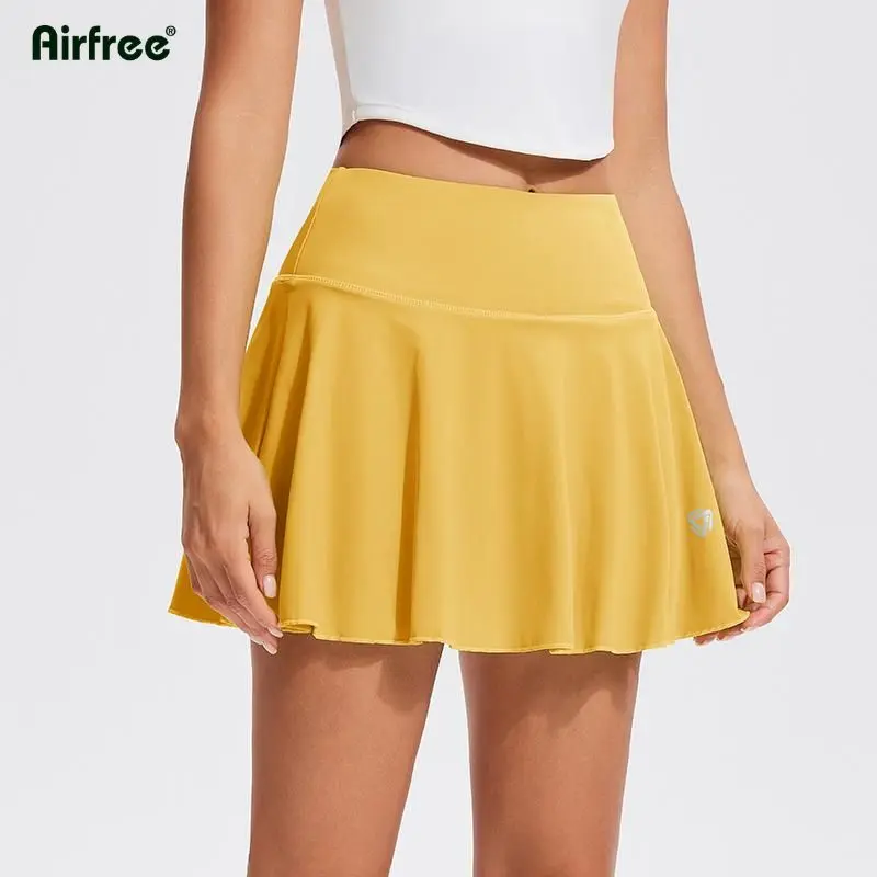 Women's High-Waist Pleated Fabric Tennis Skirt for Women - Built-in Shorts Sport Skort, Court Style Sport Skort, Golf & Gym Comfy Pantskirt with Back Pocket