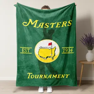 M Golf Tournament Blanket – Classic Green Design Featuring  Golf Course Logo & Golfer Silhouette, Perfect for Golf Enthusiasts