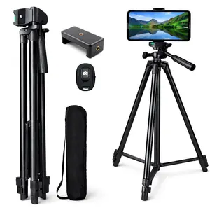 51 Inch Professional Phone Tripod, Portable Travel Tripod with Remote Shutter & Adjustable Stand for iPhone Android Smartphone Camera