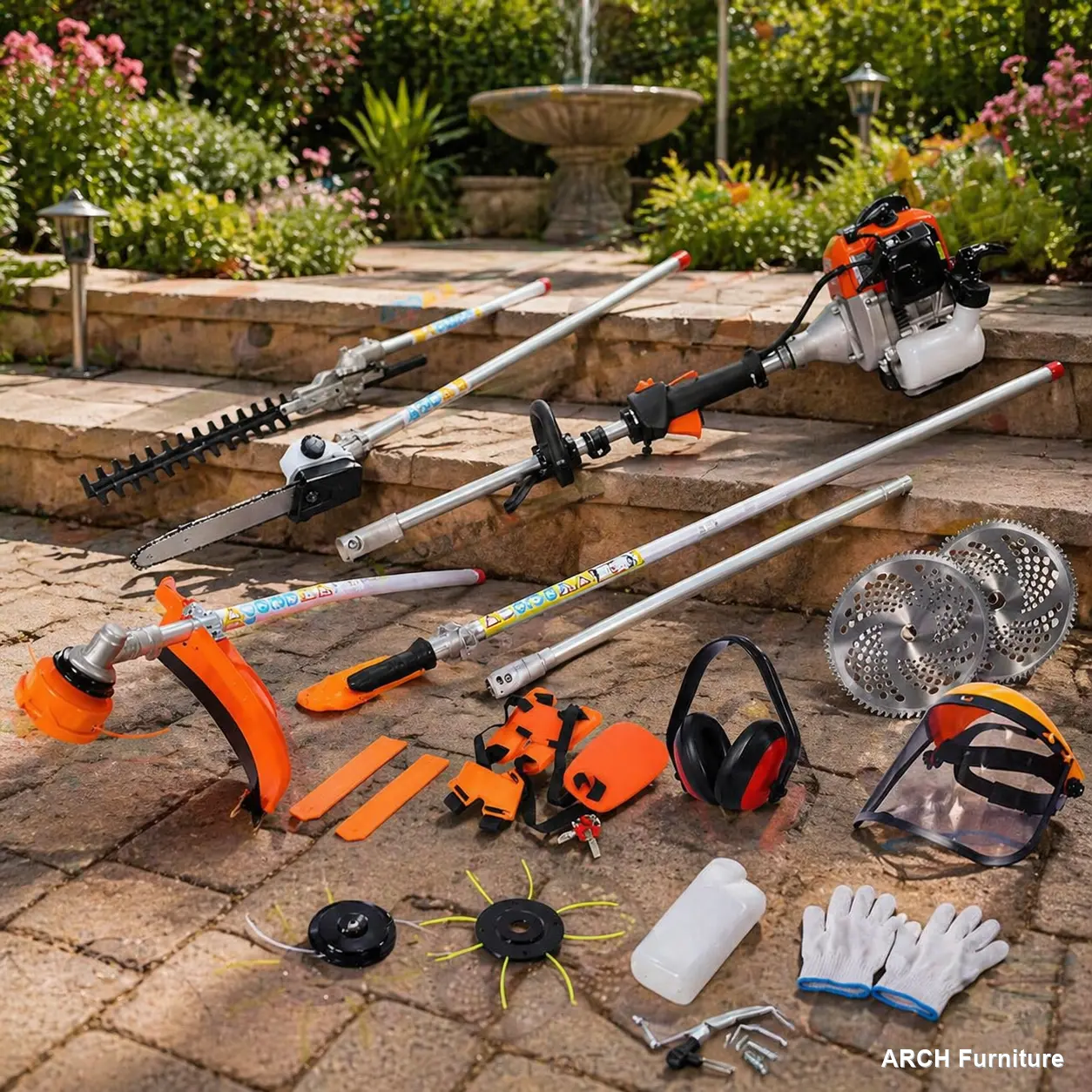 12-in-1 Quick Change Multi-Tool Set - 52cc 2-Cycle EPA-Compliant Garden Trimming System with Gas Pole Saw, Hedge Trimmer, Grass Trimmer, Brush Cutter Attachments and Precision Blades