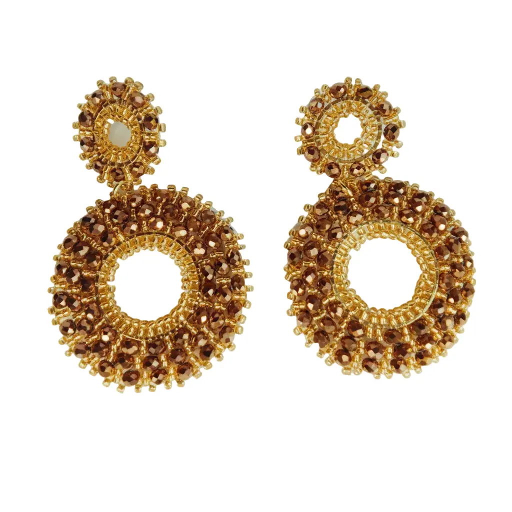 Maree Double Drop Statement Earrings, Double Circle Women's Fashion Costume Jewelry Accessory