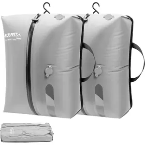 2 Pack Reusable Vacuum Bags for Travel,Waterproof IP67 Zipper Reusable Vacuum Compression Bags,Saver Bags for Suitcases Backpack(No Pump)