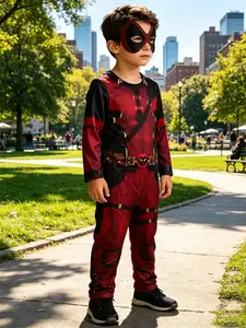 Deadpool Costume for Kids, Block Design, Party Costume, Perfect for Theme Parties and Comic Con, Fun Superhero for Role Play