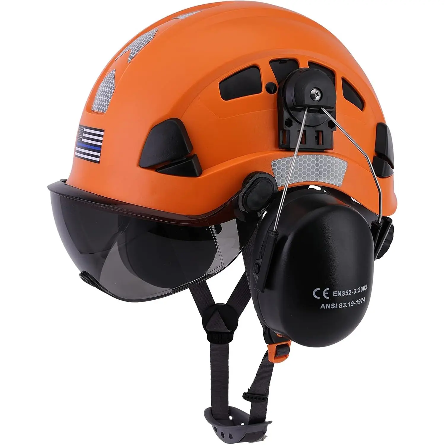 Safety Helmet Hard Hat with Visor and Hearing Protection Vented ANSI Z89.1 Approved Work Helmet for Forestry Chainsaw Arborist Logging Helmet