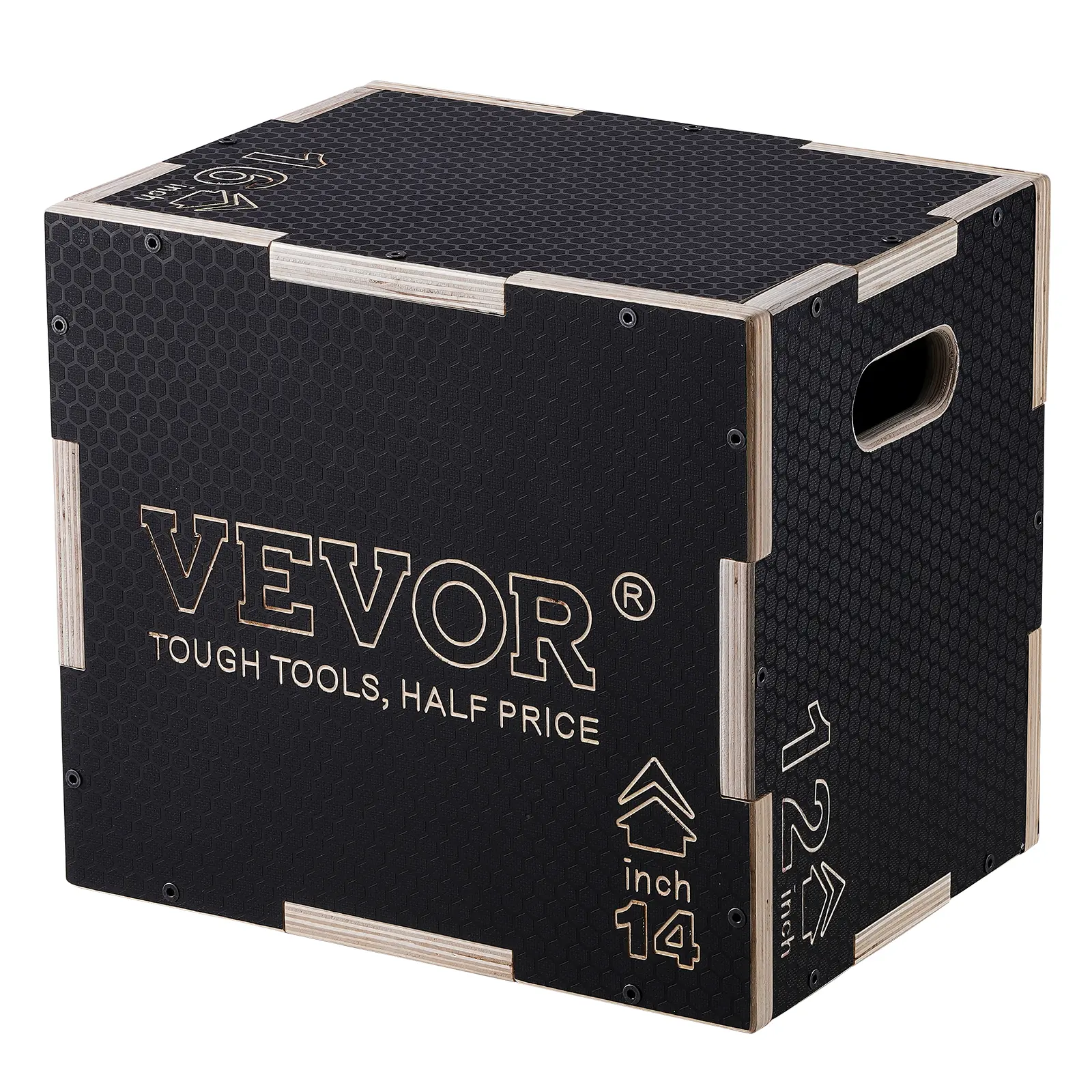 VEVOR 3 in 1 Plyometric Jump Box, TikTokShopBlackFriday, 16/14/12 Inch Wooden Plyo Box, Platform & Jumping Agility Box, Anti-Slip Fitness Exercise Step Up Box for Home Gym Training, Conditioning Strength Training, Black