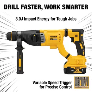 DEWALT DCH263  20V Rotary Hammer Drill, wood , Black Oxide Coated Multi-Material Drill Bit Set, brushless impact, machine power tool