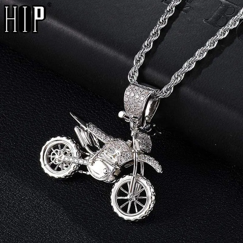 CZ Cubic Zircon  Motorcycle Pendants & Necklaces For Men