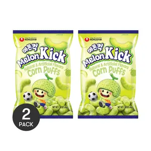2 Pack Nongshim Korean Melon Flavored Corn Puffs Snacks, 45g Each - Crispy Sweet Treat