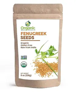 Organic Fenugreek Seeds 8 Ounce USDA Verified Non-GMO Project Approved Product of India Resealable Kraft Bag
