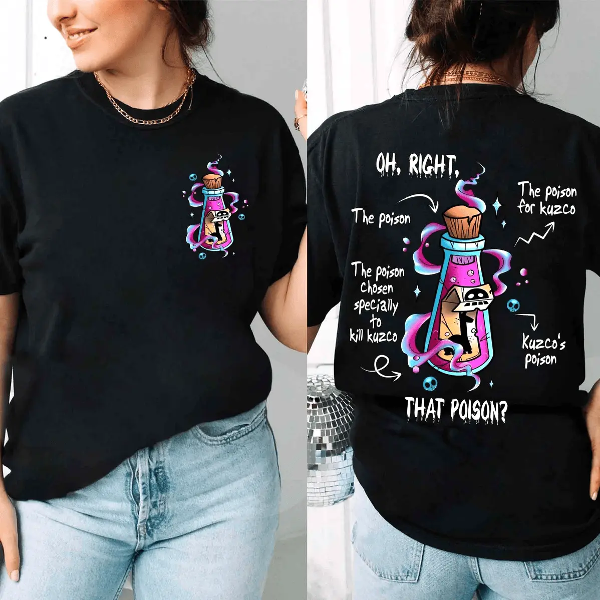 Two Sided Vintage Oh Right That Poison Llama Poison For Kuzco Shirt Hoodied Classic Cotton Sweaters