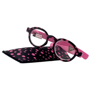 Dotty Chic, Round Reading Glasses for Women  Pink frames with playful polka-dot pattern: +1.25 +3  NY Fifth Avenue