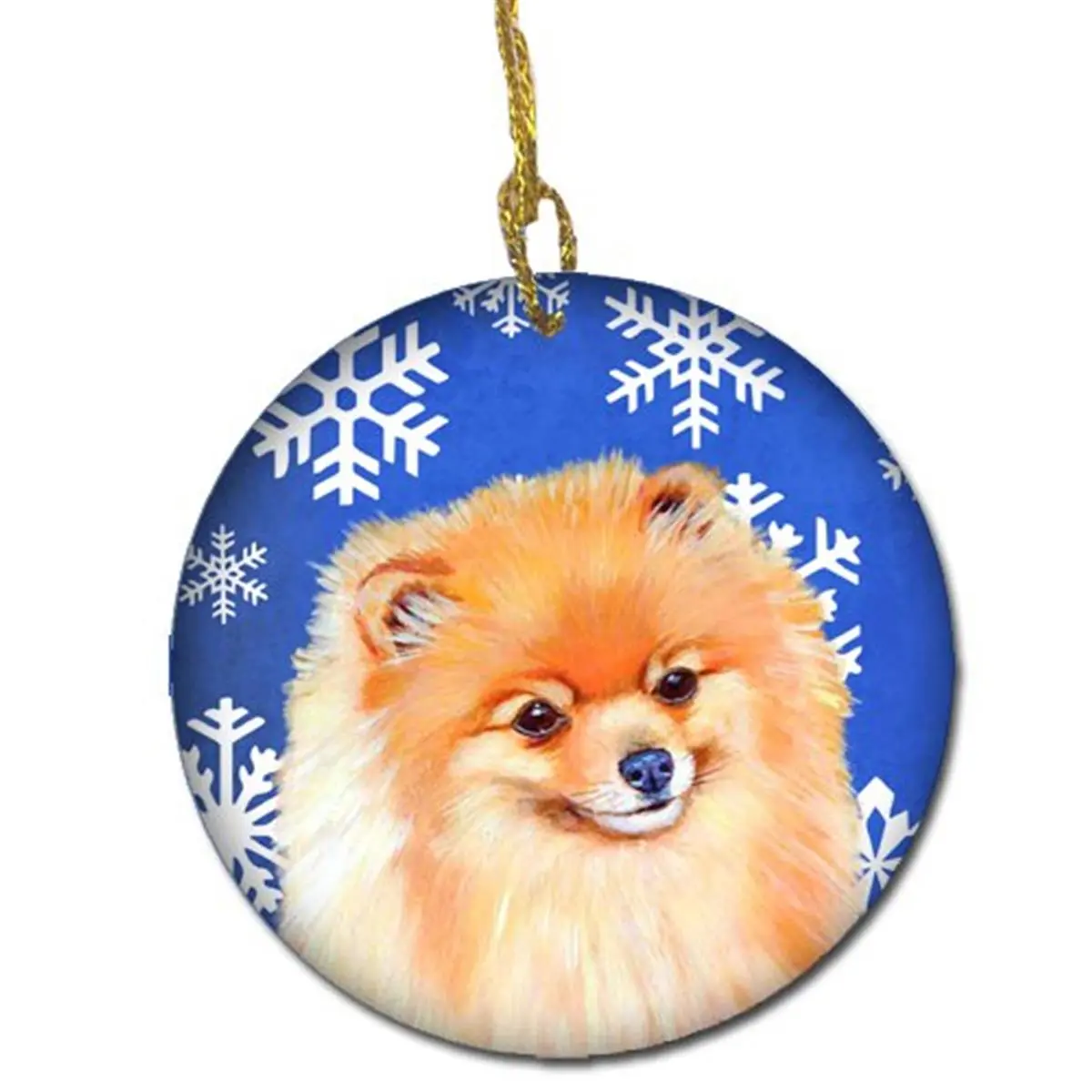 Pomeranian Winter Snowflake Holiday Ceramic Ornament