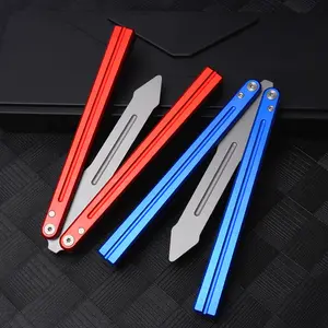 Aluminum Alloy Butterfly, Trainer Flip Tool, Hand Crank Skill Toy for Beginners, High Quality Practice BALISONG METAL BUTTERFLY Trainer Knife BLADE Tool Dull