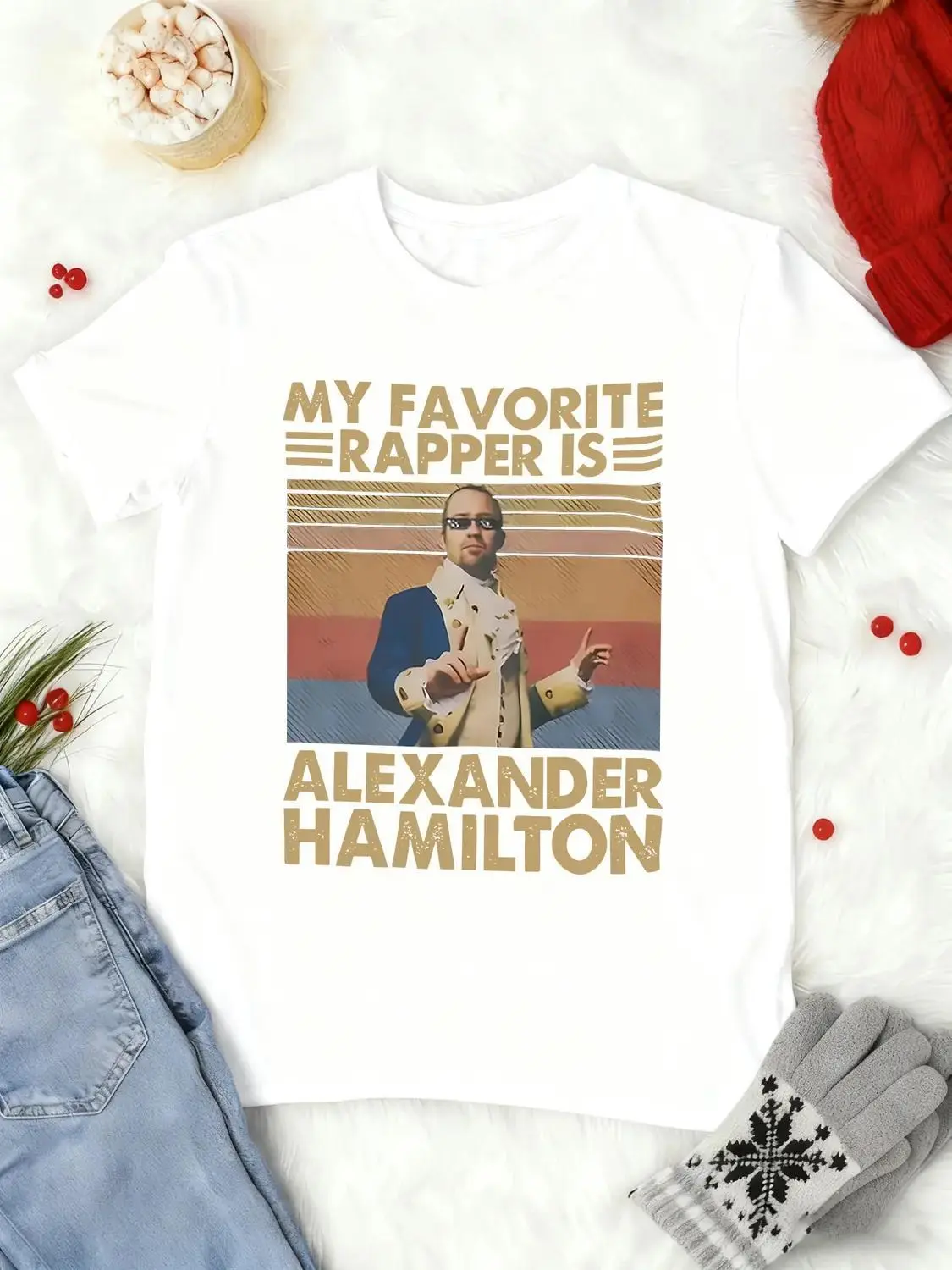 Vintage Alexander Hamilton T-Shirt for Broadway Enthusiasts and History Buffs — Casual Loose Fit Unisex Music Star Retro Meme Tee