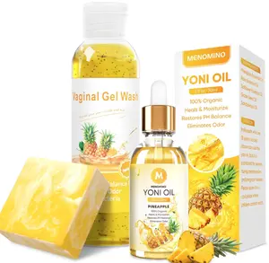 Feminine Wash & Yoni Soap Bar & Yoni Oil for Women pH Balance, Pineapple Yoni Wash for Moisturizing Remove Odor, 5.07 Fl.Oz Feminine Wash 1 Fl.Oz Feminine Oil & 3.53oz Yoni Bar