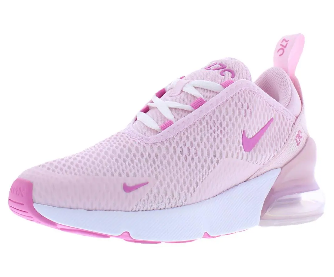 Nike Air Max 270 PS Kids' Lace-Up Running Shoes, Sport Casual Style, Mesh Upper Design for Girls