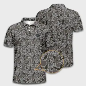 Busch Light Camo Golf Polo Shirt Men’s Outdoor Design Lightweight Breathable Performance Outfit
