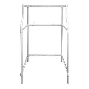 Magic Chef Compact Adjustable Powder Coat Metal Laundry Drying Rack Stand White Room Shelf with Anti-Tip Bracket and Sturdy Construction