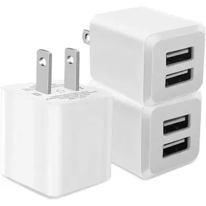 USB Wall Charger, Dual Port Cube Power Adapter Charger Plug Block Charging Box - 3 Pcs Dual Port Wall Fast Charging Adapter, Compatible for i Phone 14 13 12 11 (USB-1)