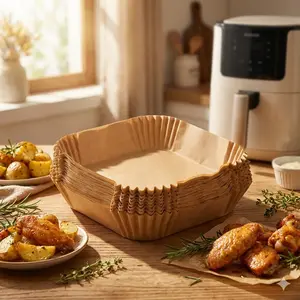 100 PCS Multi-Size Air Fryer Disposable Paper Liners (Square 6.3"/7.9" & Rectangle 8.7"), 3-8QT Non-Stick Unbleached Parchment Paper for Ninja, Gourmia, Cosori, Dual Basket & XL Air Fryer - Oil-Proof & Food-Grade
