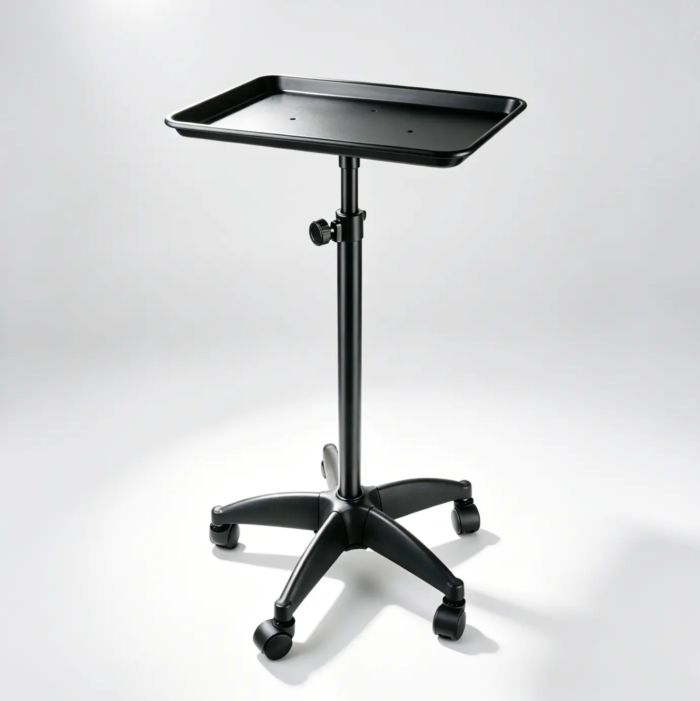 Sturdy Adjustable Height Rolling Tray Cart with Wheels - Tool-Free Assembly, Storage Service Station - Salon Equipment for Estheticians, Tattoo Artists (Commercial Salon Furniture)