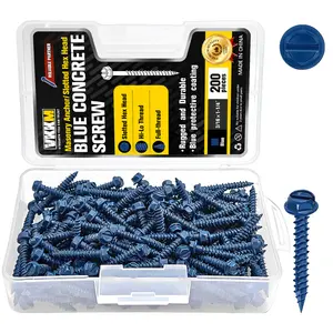 200PCS Blue Hex Self-Tapping Screws Carbon Steel Wood Screws for Deck Fence And Wood Flooring