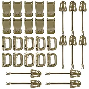 36PCS Attachments for Tactical Backpack Vest Belt, D-Ring Grimloc Locking Gear Clip, Web Dominator Elastic Strings, Strap Management Tool Buckle, Hydration Tube Clips,Key Ring, MOLLE Bag
