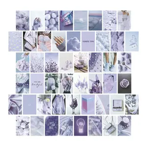 50pcs Purple Wall Collage Kit Aesthetic Pictures, Wall Decor for Bedroom Aesthetic, Dorm Photo Wall Decor for Teen, Postcards, Trendy Photo Collection & Poster Art, Set