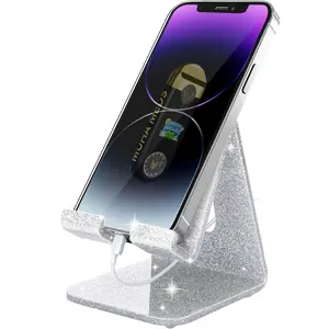 Munha Medes Dual Folding Cell Phone Stand, Fully Adjustable Foldable Desktop Phone Holder Cradle Dock - Anti-Slip Base, Convenient Charging Port, Fits All Smartphones For Apple Iphone 17 16 15 Samsung for Desktop & Bed Use, Smartphone