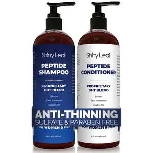 Anti-Thinning Peptide Shampoo and Conditioner set with Biotin, Caffeine & Saw Palmetto, Avocado & Castor Oil (2 x 16 Oz)