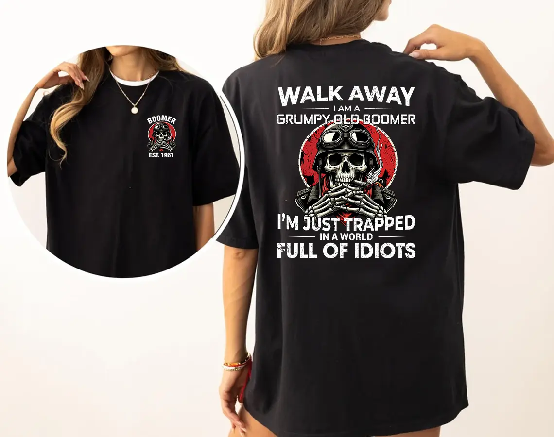 Personalized Baby Boomer I’m Just Trapped In A World Full Of Idiots T-Shirt, Baby Boomer Tee, Generation Baby Boomer Shirt, Full Colors, Full Sizes, For Men, For Women