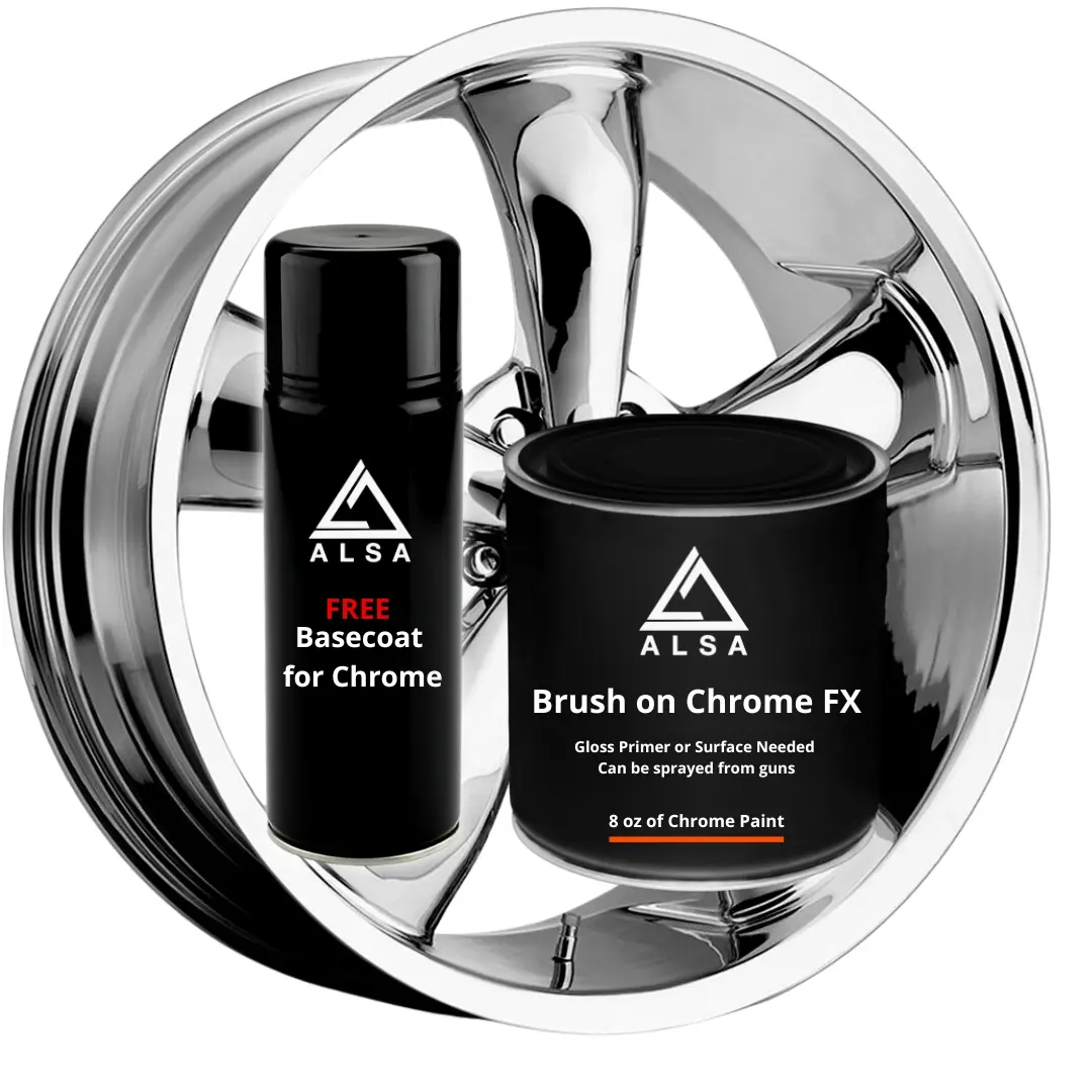 Alsa Brush On Chrome FX 8 oz - With FREE Basecoat - Chrome Paint