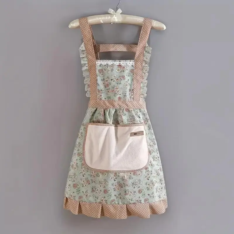 Ladies' Flower Princess Apron, Floral, Home and Kitchen Supplies, Restaurant/kitchen Fabric, 3 Colors, 4 Seasons, 1 Count, Cute Ruffle Apron, Kitchen Aprons