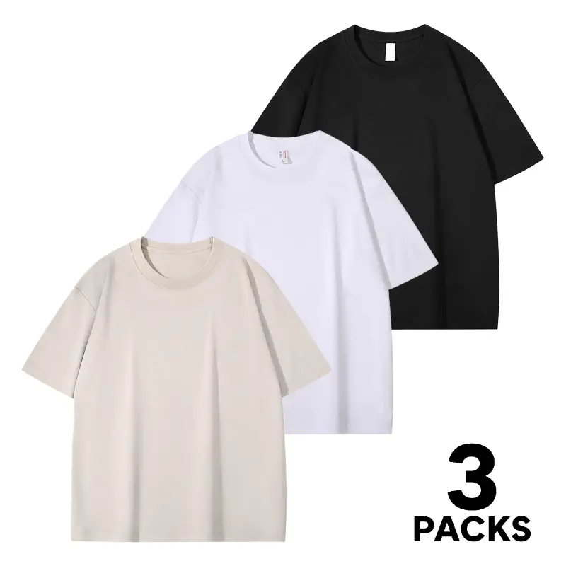 1/3  Unisex Cotton Loose Short Sleeve Tops 220 Grams Heavy T-shirt Y2k Casual Comfortable Tee Shirt Black & White O-neck Women's Clothing