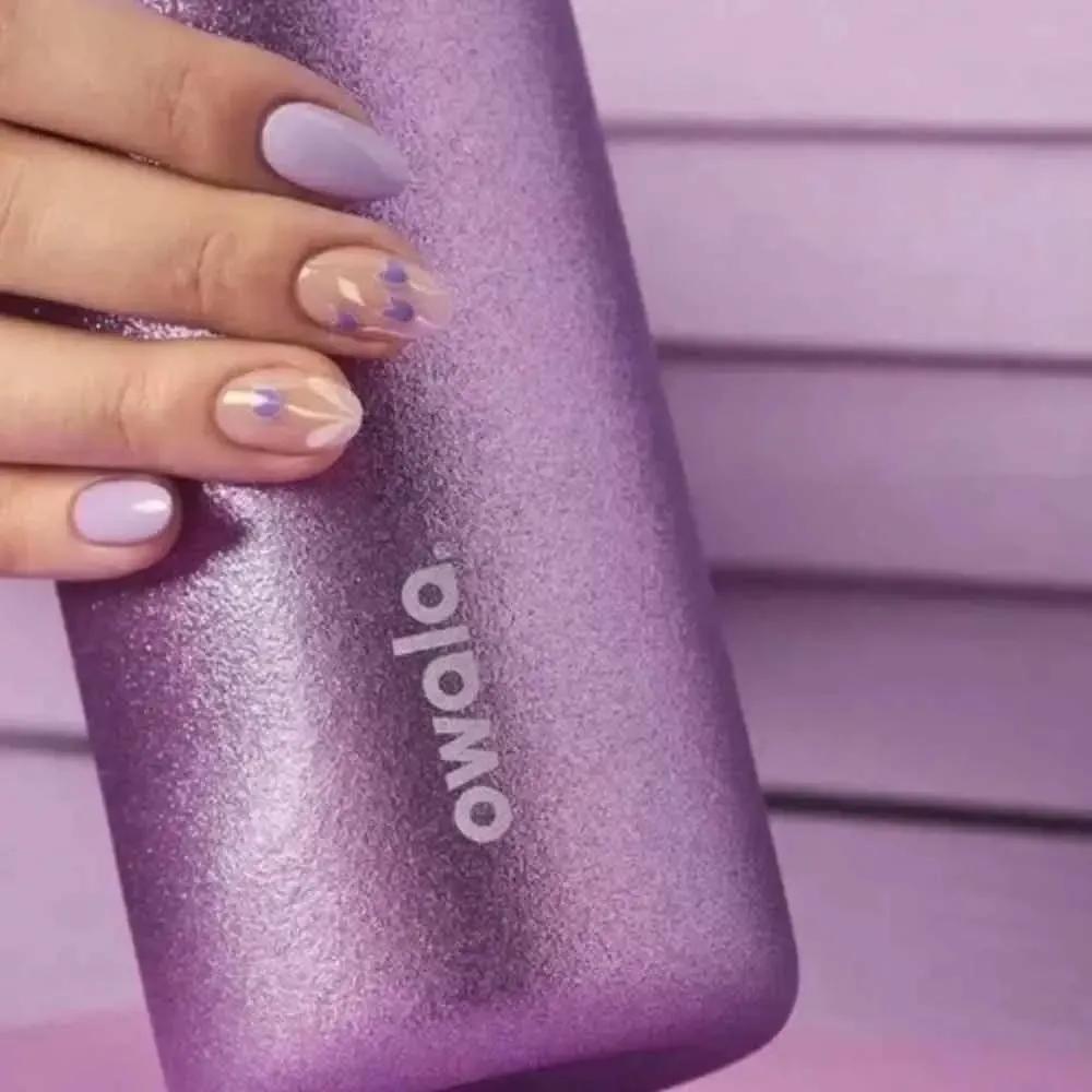 Owala Purple Glitter 32oz Insulated Water Bottle Model Leak Proof BPA Free Double Wall Built In Straw Stylish Sparkle Design Travel Gym Hydration
