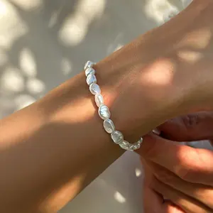 FASHION4U - New Fashion Oval Imitation Pearl Chain Bracelet Necklace Men Women Handmade Classic Chain Beads Bracelet for Men Jewelry Set