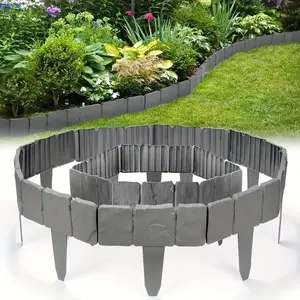 Stone-Like Garden Fence Panel, PP Plastic Foldable Landscape Border, DIY Decorative Lawn Barrier, Outdoor Gardening Accessory