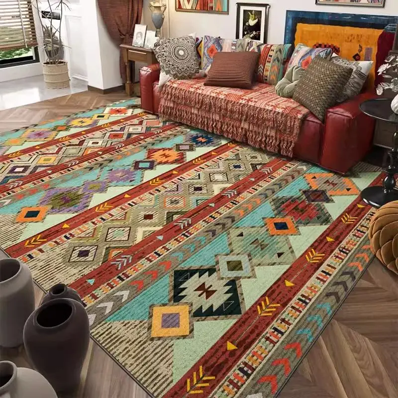 Vintage Ethnic Modest Style Carpet, 1 Count Non-slip Foldable Large Area Floor Mat, Decorative Rug for Home Living Room Bedroom Study Room