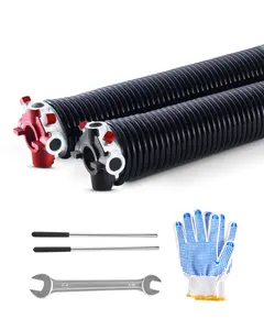 【FathersDayGift】VEVOR Garage Door Torsion Springs, Pair of 0.25x2x31 in Spring-Mounted Door Closers, 16000 Cycles, Electrophoresis Black Coating, Non-Slip Winding Bars, Gloves & Mounting Wrench for Replacement