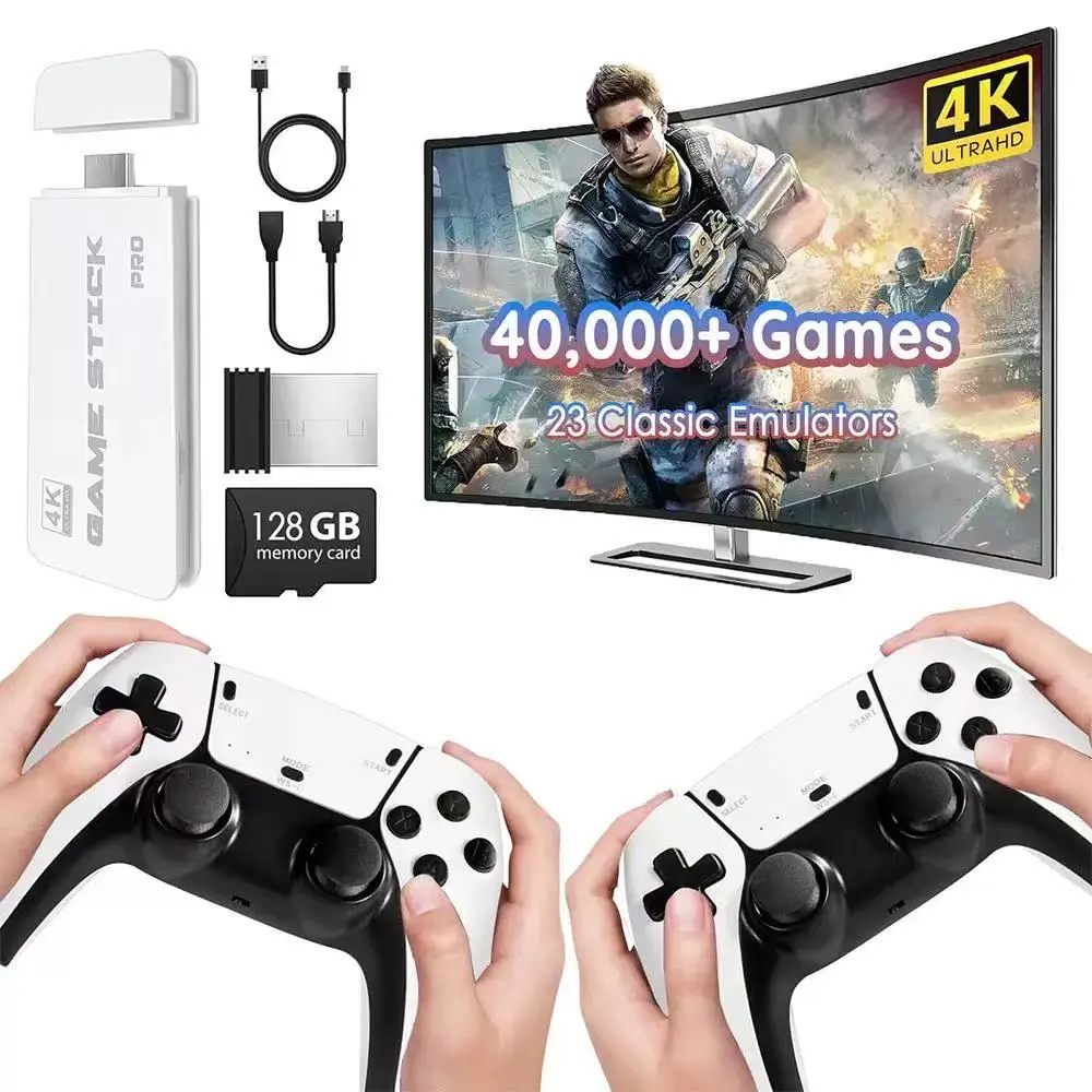 Updated Retro Game Stick, Preloaded Games, Supports 23 Emulators, Plug & Play, Wireless Controller Included, Home Video Game Console for TV and Monitor
