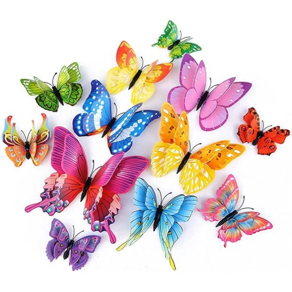 24 Pcs Magnetic Butterfly Wall Decor Set, Reusable Removable Birthday Party Cake Decoration, Home Cabinet Door Fridge Stickers, Cute Magnets For Fridge, Magnetic Item