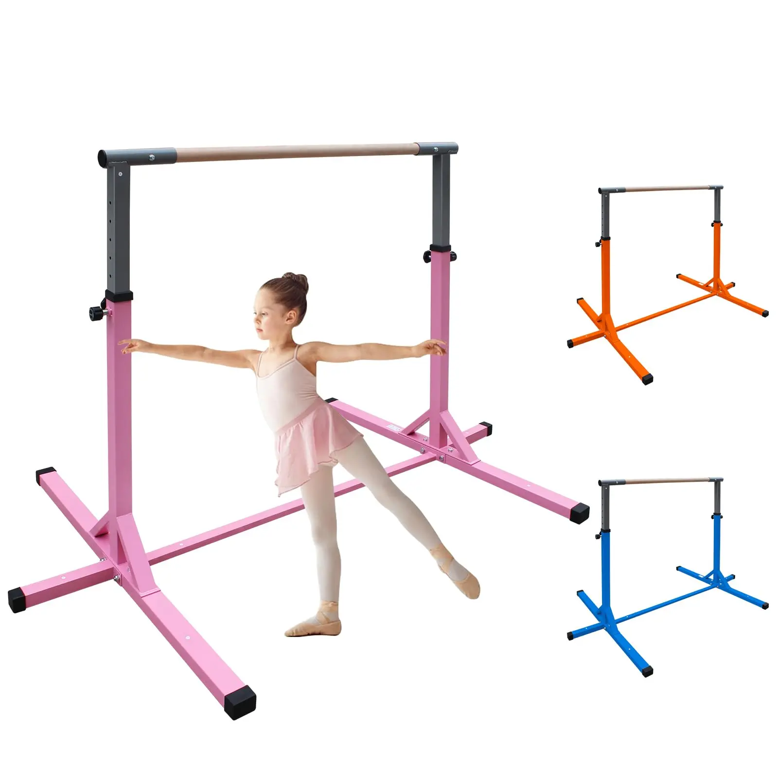 Adjustable Gymnastics Bar,  Gymnastic Horizontal Bar for Kids Age 3-15 Junior Indoor/Outdoor Home Gymnastic Training Kip Bar,Steady Steel Construction, Anti-Slip, Easy to Assemble